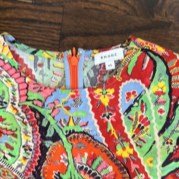 Rhode Pia Draped Ruched Printed Cotton-Voile Mini Dress Size XS - Picture 10 of 11